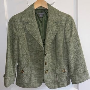 *2 FOR 30* Ann Taylor Tweed Green Blazer Size 4